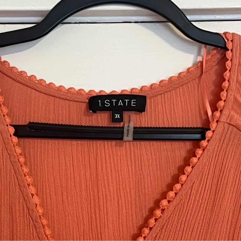 1. STATE CORAL RUFFLE BLOUSE SIZE 3X - Picture 3 of 5